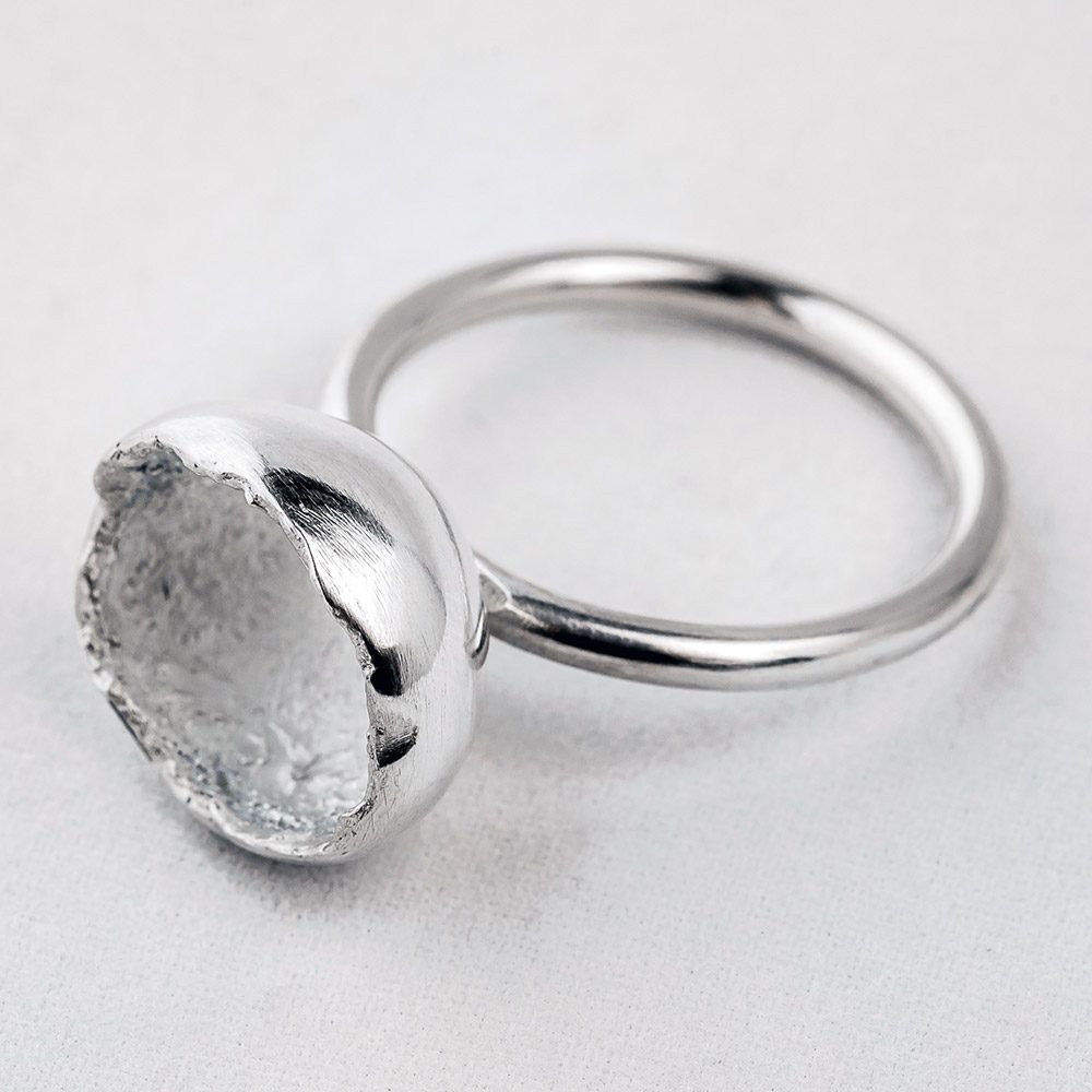 Silver Crater Cup Ring