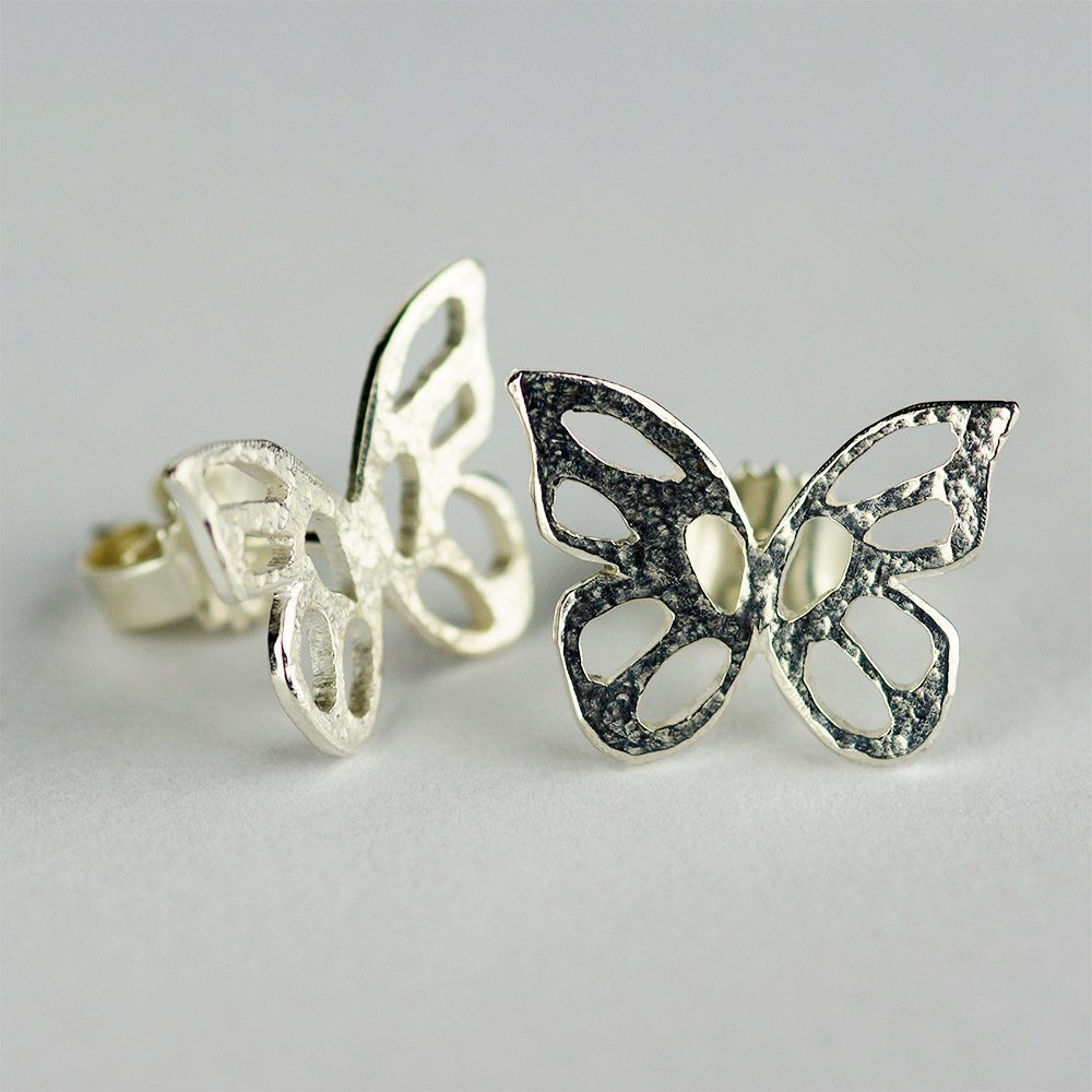 Earrings Openwork Butterflies Silver