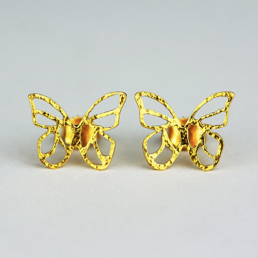 Earrings Openwork Butterflies Gold Plated