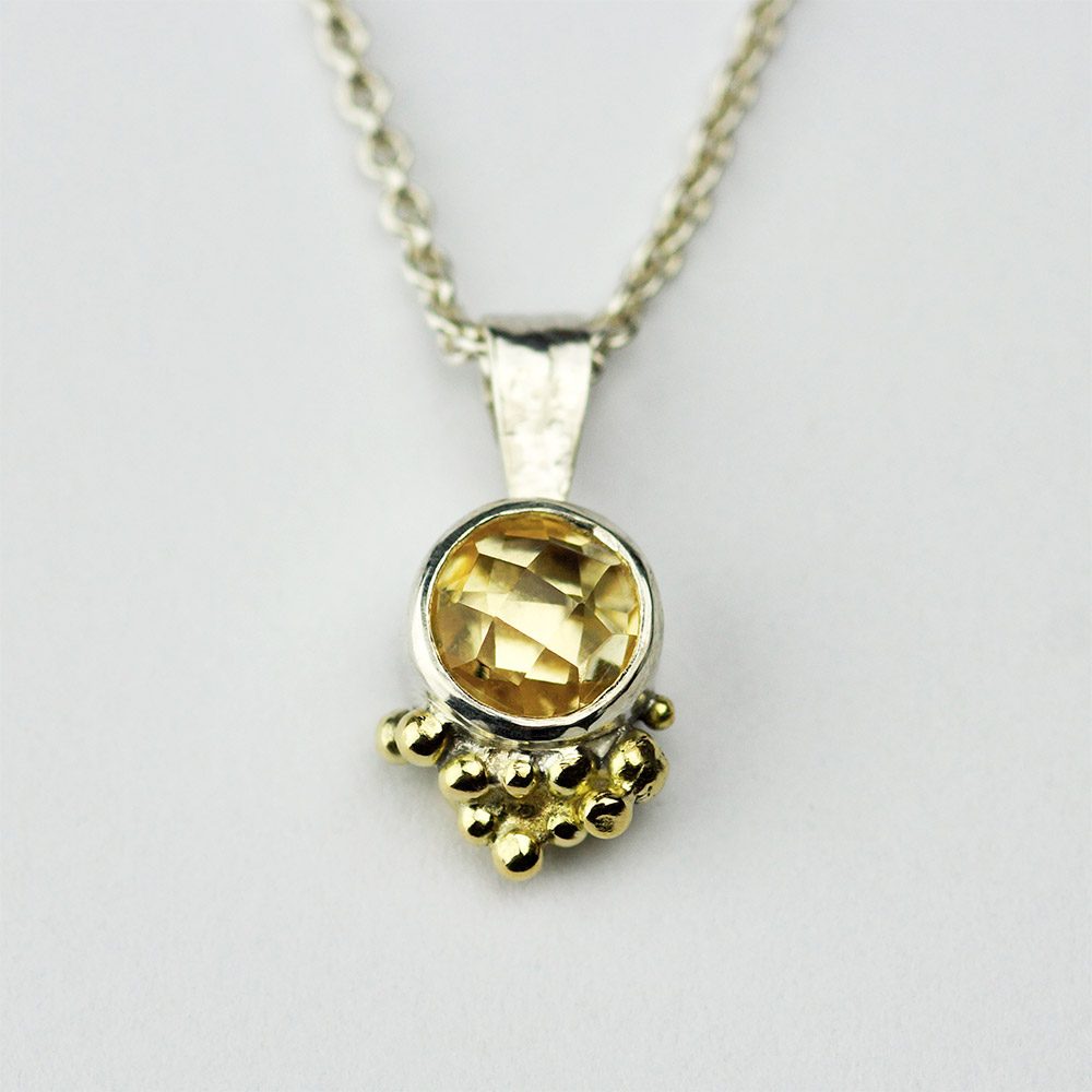 Pendant Citrine with Small Golden Balls