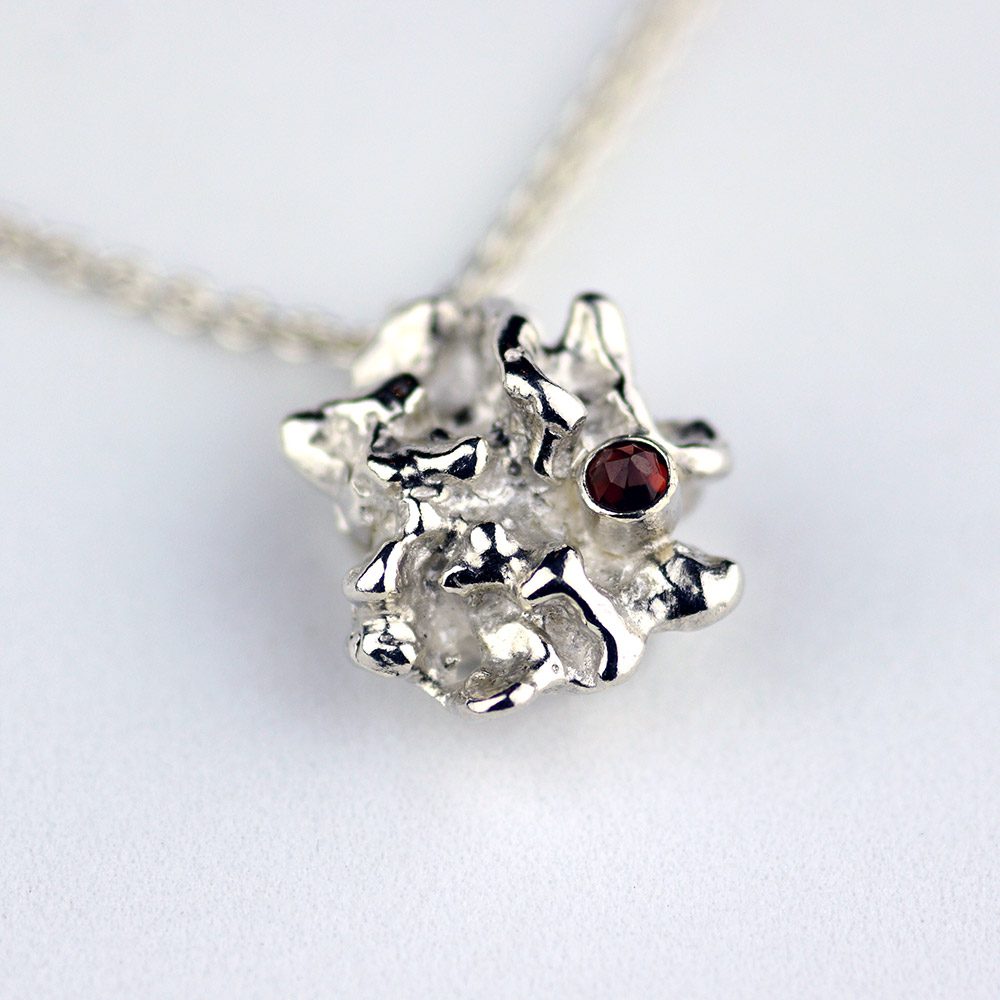 Silver Stone Necklace with Garnet