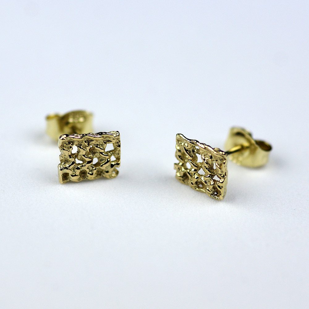 Entwined Gold Rectangular Earrings