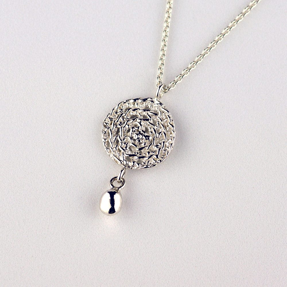 Entwined Silver Necklace with Silver Ball