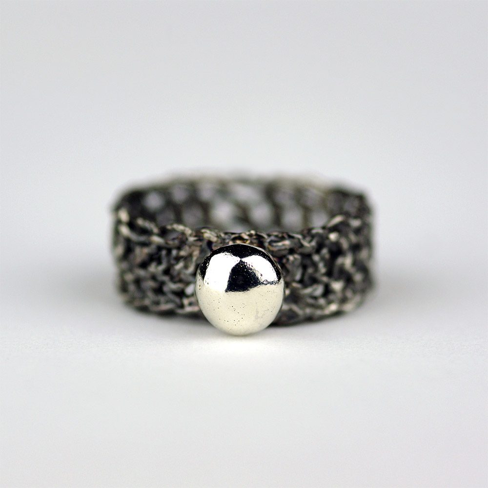 Entwined Silver Ring Oxidized with Silver Ball