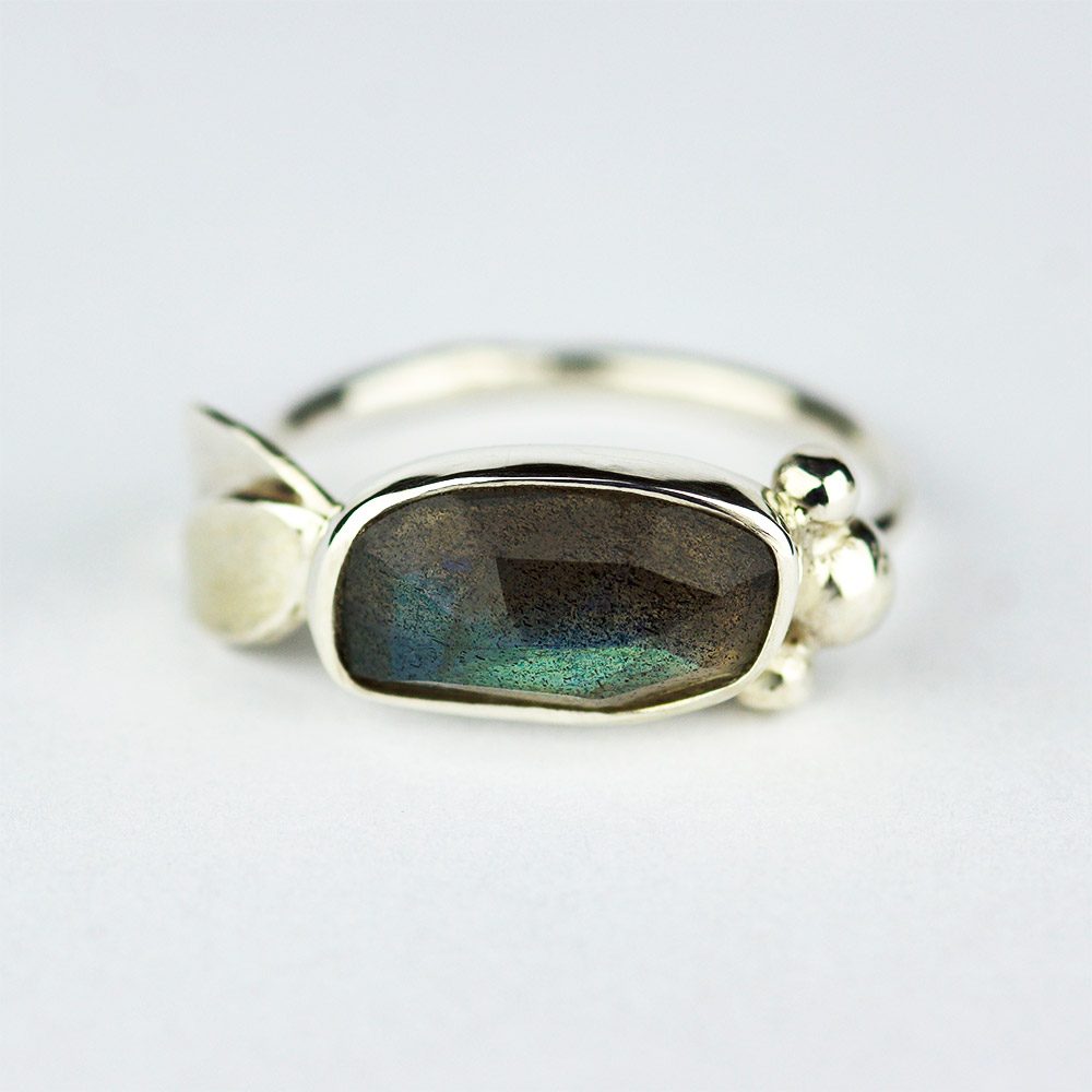 Leaves Ring with Labradorite