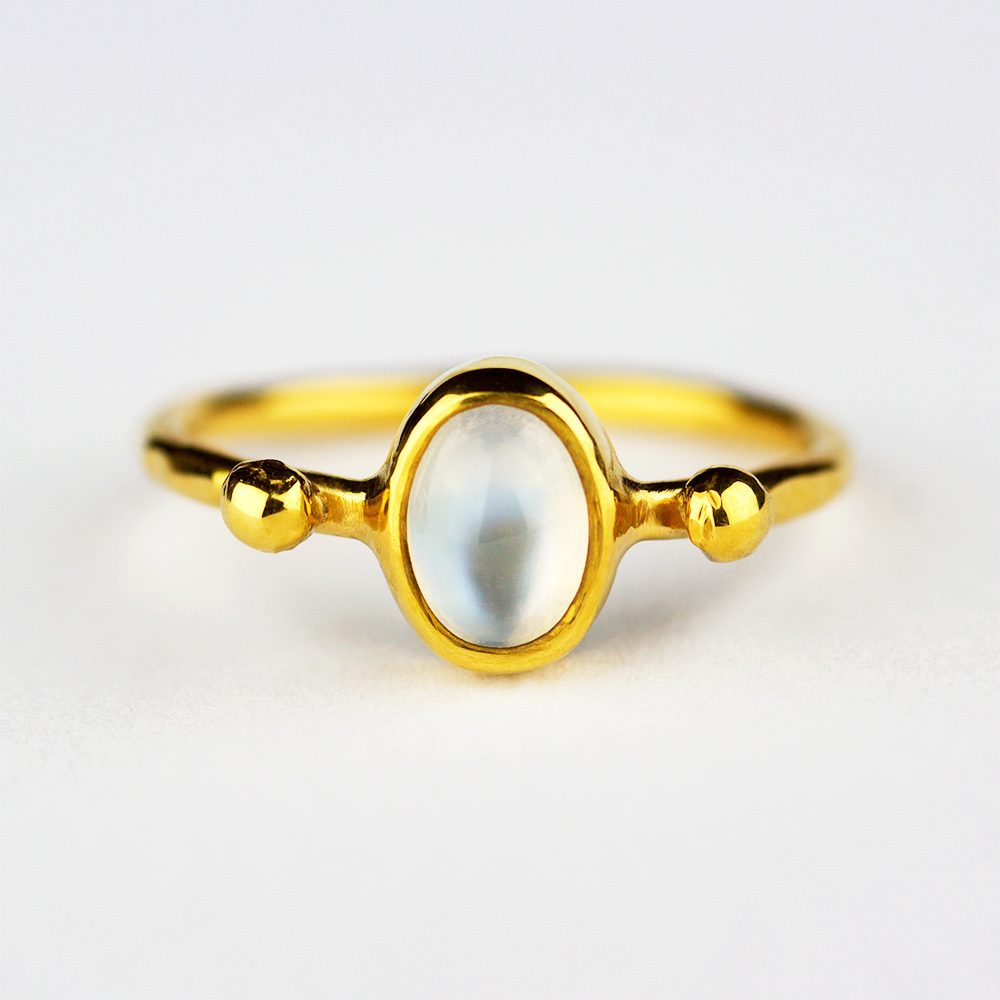 Hammered Ring with Oval Moonstone