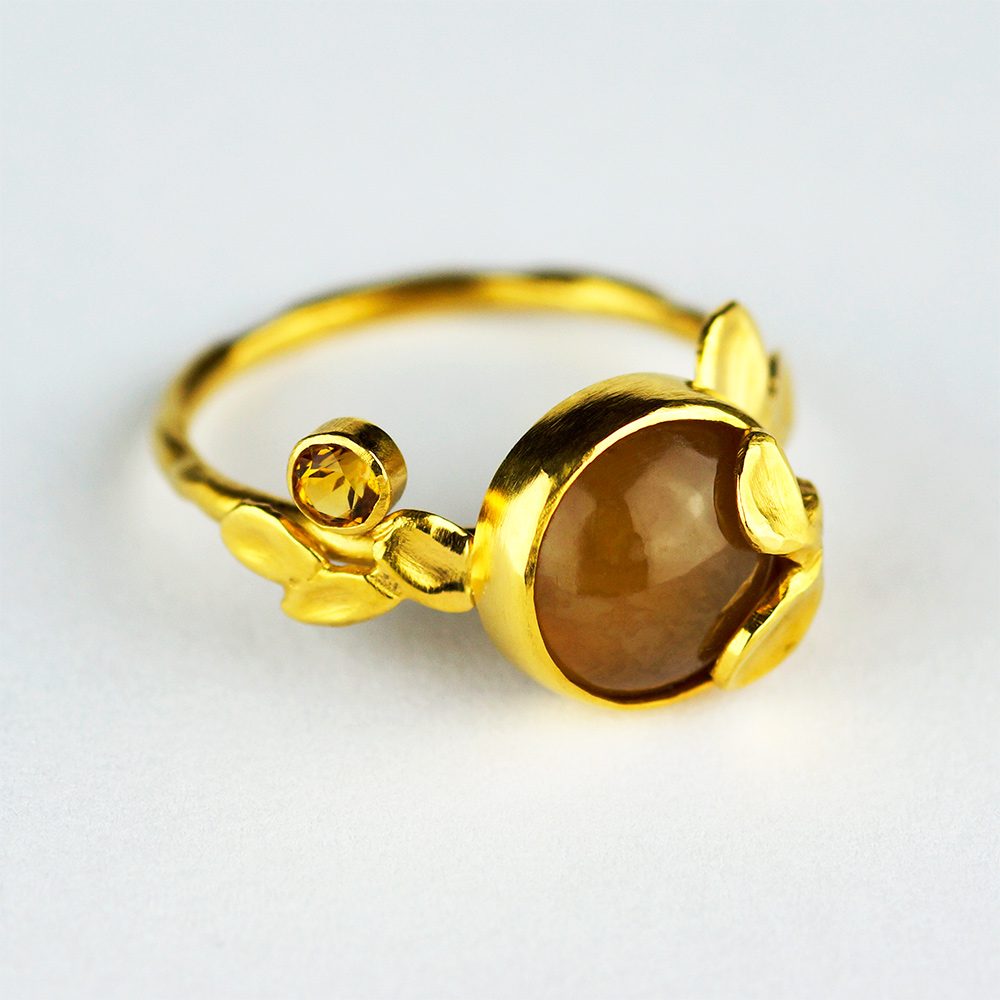 Vines Ring with Agate and Citrine